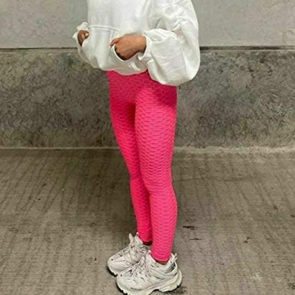 Anti Cellulite Honeycomb Waffle Leggings for Women, High Waist Yoga Leggings - Picture 5 of 7
